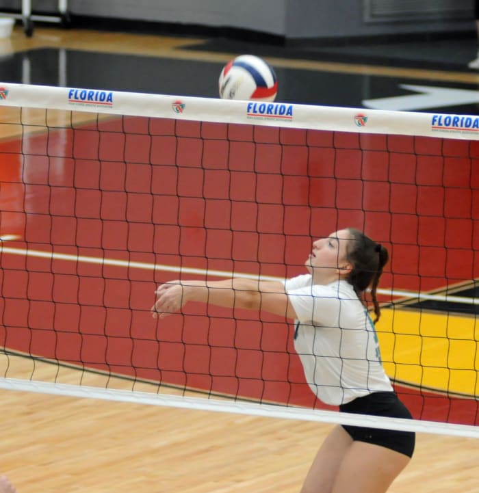 Jensen Beach libero Sophia Gannascoli had a team-high nine digs during the Falcons' Class 5A final victory over Barron Collier on Saturday.